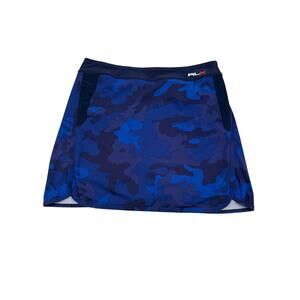 RLX Ralph Lauren Blue Black Camouflage Stretch Skort Sz M At Leisure Tennis Golf